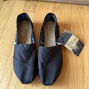 Toms Black Classic Canvas Venice Collection Women’s 9 Striped Lining NWT